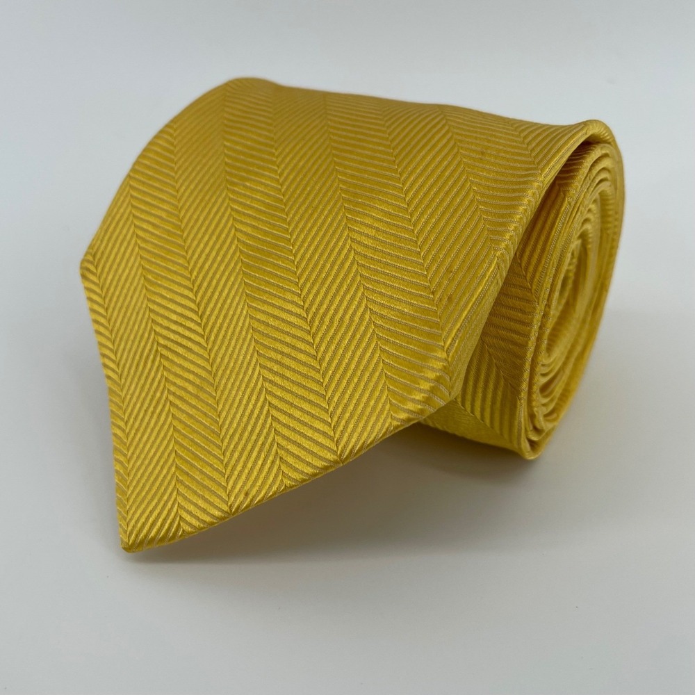 Jos. A. Bank Men's Gold Yellow Herringbone Silk Necktie Made in Italy